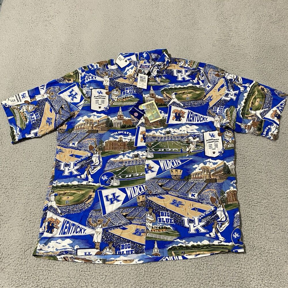 Kentucky Wildcats Reyn Spooner Shirt Mens XL Blue Hawaiian Short Sleeve Button